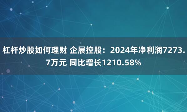 杠杆炒股如何理财 企展控股：2024年净利润7273.7万元 同比增长1210.58%