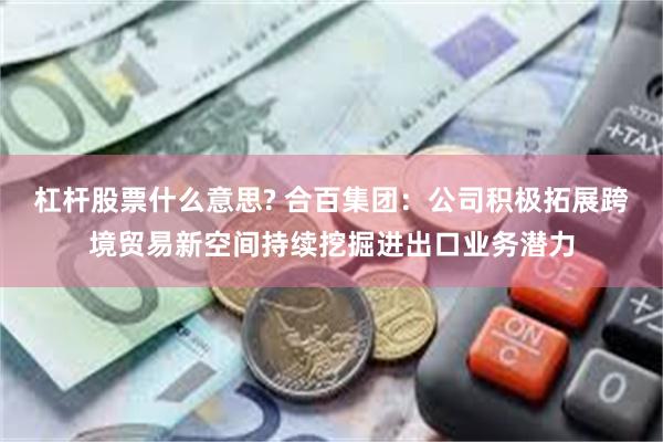 杠杆股票什么意思? 合百集团：公司积极拓展跨境贸易新空间持续挖掘进出口业务潜力
