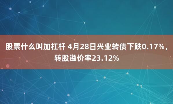 股票什么叫加杠杆 4月28日兴业转债下跌0.17%，转股溢价率23.12%