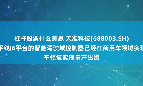 杠杆股票什么意思 天准科技(688003.SH)：基于地平线J6平台的智能驾驶域控制器已经在商用车领域实现量产出货